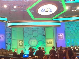 A picture of the Spelling Bee Stage before the spellers came on.